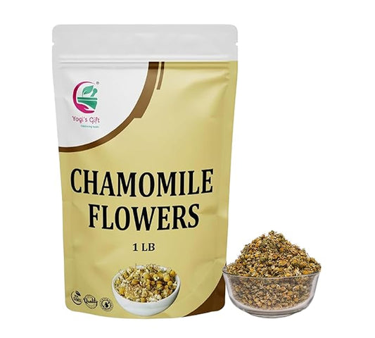 Chamomile Flowers 1 LB, 100% Natural Loose Leaf Chamomile Tea, Whole Dried Flowers for Herbal Tea, 1 LB Bulk Pack, Resealable Bag for Freshness - By Yogi’s Gift®