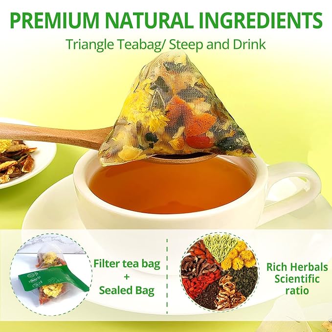 Goji Berry Chrysanthemum Tea for Liver Health - Dandelion Wolfberry Tea, Chinese Liver Cleanse & Detox Herbal Tea Bags - Include Cassia Seed, Licorice, Orange Peel, Gardenia, Loose Leaf (1Box,15 Bags)