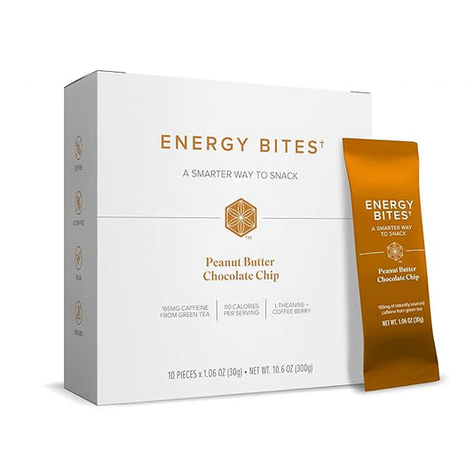 Isagenix Energy Bites - Healthy High-Protein Bars for Energy Support - Gluten-Free & Soy Free - Non-GMO & Vegan - Includes 65 mg of Green Tea Caffeine - Peanut Butter Chocolate Chip, 10 Count
