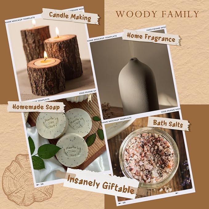 Woody Essential Oils Set, ARVIDSSON Woodsy Fragrance Oil for Candle Making, Sandalwood, Leather, Teakwood, Frankincense, Cedarwood, Pine, Diffuser Essential Oil for Men and Women