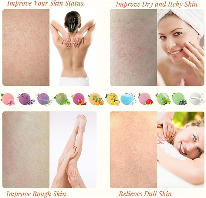 Bath Bombs Gift Set Large 12 PCS 2.8oz Organic Natural Essential Oils, Relax and Moisturize Skin, Luxury Spa Bomb Gifts for Girl, Mom, Kids, Wife, Birthday, Valentine's Day, Anniversary