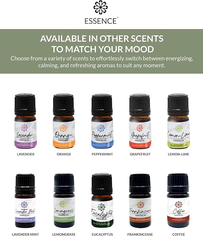 Essence Lemongrass Essential Oil – Pure & Therapeutic Grade – Perfect for Aromatherapy, Diffusers & Recharging Essence Nasal Diffuser Rings – Natural Stress & Mood Support (5mL)