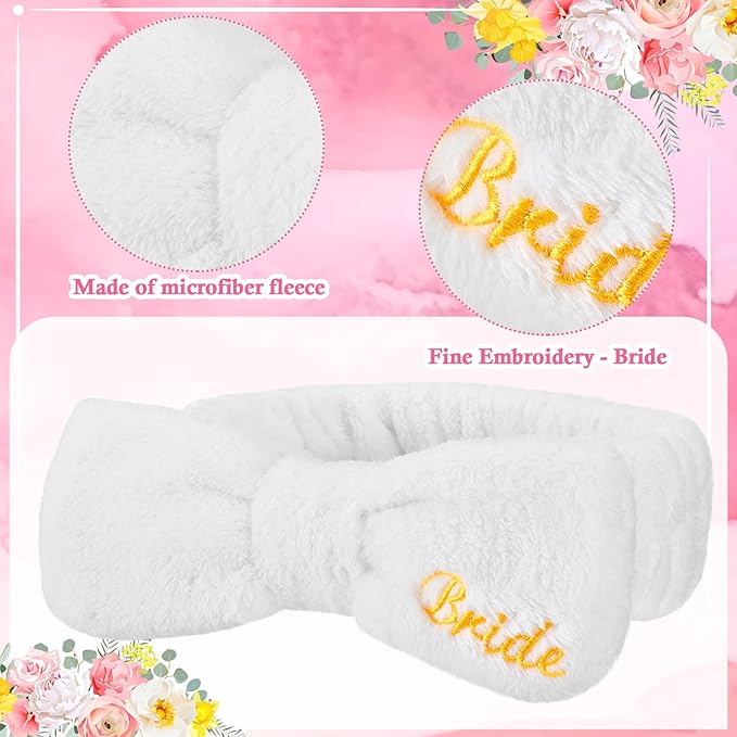 24 Pcs Bachelorette Party Favors Include 12 Bride Bridesmaid Spa Headband 12 Bridesmaid Gifts Scrunchies for Women Sleepover Spa Bachelorette Party Accessories Supplies(White,Black)