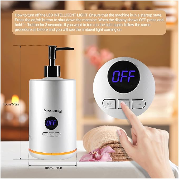 Oil Warmer for Scented Oil,Massage Oil Warmer for Massage, Lotion Oil Warmer, Body Oils Heater for Spa, Salon and Barber Shops, with Two Oil Bottle Dispenser, Constant Temperature, Black