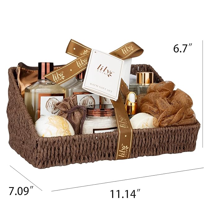 Bath and Body Gift Basket Set for Women - Coconut Vanilla Christmas Gifts for Women, Spa Gift Basket 17-Piece Bath Gift Set Self Care Gifts for Mothers Day, Birthday Gifts