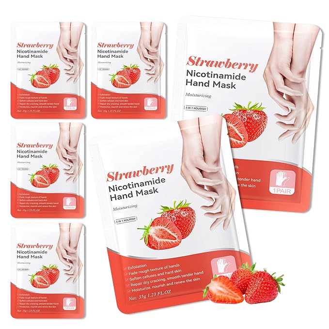 6 Pairs Hand Mask for Dry Cracked Hands,Nourishing Moisturizing Gloves,Hands Moisturizer for Deep Moisturizing,Silky Smooth Moisturizing Gloves,Hand Care Mask Set(J)