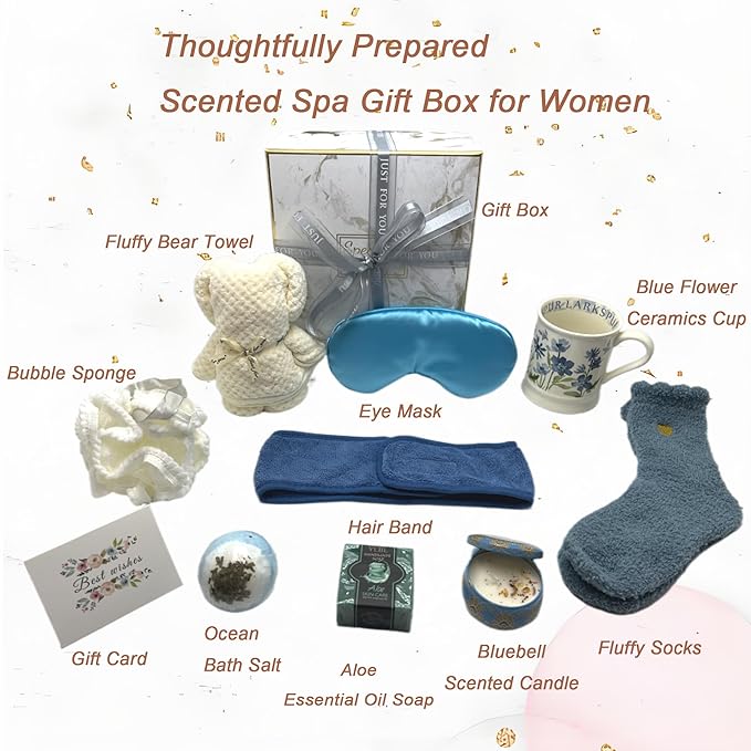 Spa Gift Baskets for Women,Luxury Self Care Gifts for Mom,Get Well Soon Gifts for Friend,Thank You Relaxing Box Gifts for Women 20th,30th,40th,50th,60th 70th 75th Birthday,Anniversary
