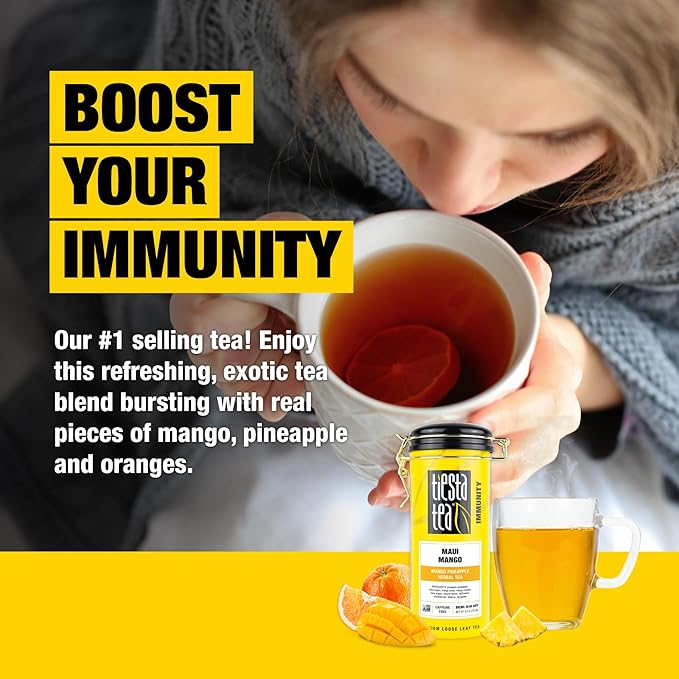 Tiesta Tea Maui Mango, Loose Leaf, Mango Pineapple Herbal Tea, Premium Non-Caffeinated Fruit Blend, Makes Hot or Iced & Brews Up to 50 Cups, 5.5 Ounce Refillable Tin