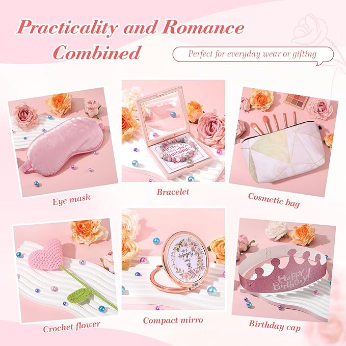 Birthday Gifts for Women Birthday Gift Basket Unique Pink Birthday Gift Box for Women Mug Gifts Set Relaxing Spa Self Care Gifts with Blanket for Mom Her Wife Grandma Girlfriend Coworker