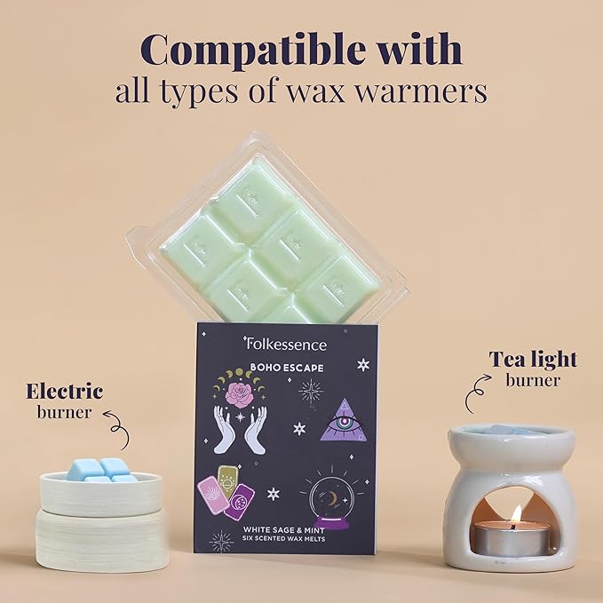 Folkulture Wax Melts or Wax Cubes | Set of 5 Scented Wax Melts for Warmer | 30 pc 100% Natural Soy and Palm Wax-Melt for Gifts for her | Orange, Balsam Cedarwood, Green Tea, Rose