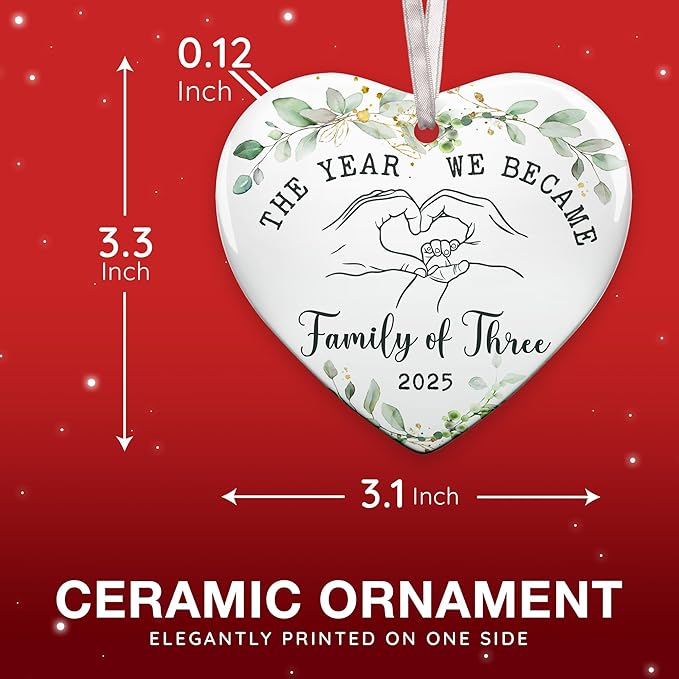 Baby First Christmas Ornament 2025 for New Parents, Celebrate Baby's First Christmas with This Unique 2025 Ornament, Ideal for New Mom and Dad, First Time As A Family of Three