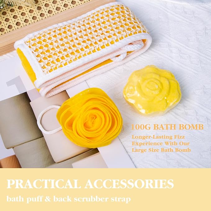 Gift Baskets , Spa Gifts for Women, 8pcs Honey Almond Bath Gift Set for Women, Relaxation Self Care Spa Kit W/Bath Bomb, Bubble Bath, Mom Birthday Gifts, Christmas Gifts Thank You Gifts