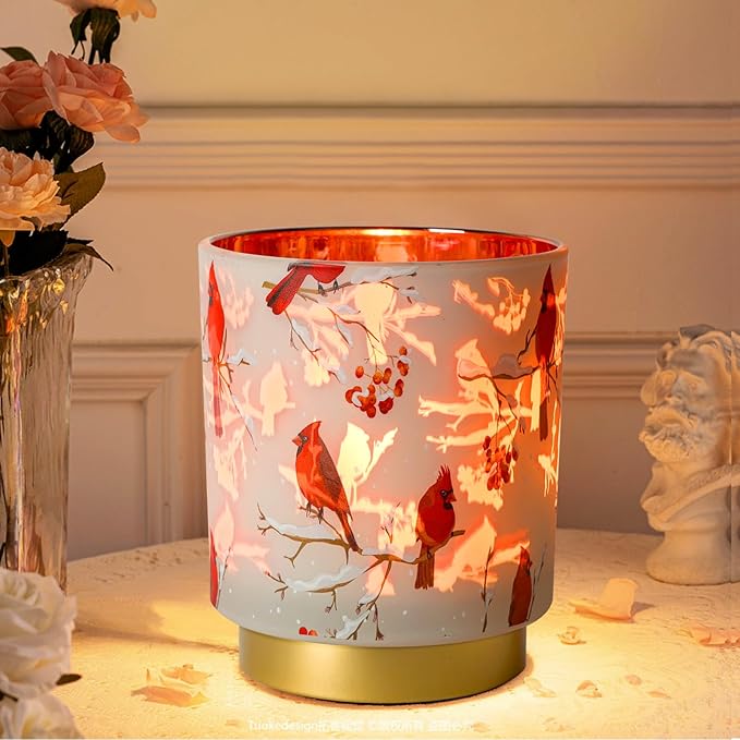 7'' Battery Operated Lamp Timer, Decorative Cordless Table Lamps for Area No Plug, Battery Powered Accent Lamp for Kitchen/Entryway/Corner Shelf/Living room, Nightlight For Bathroom/Bedroom(Red)