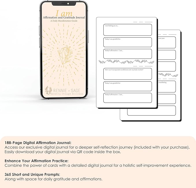 I Am Positive Affirmation Cards | 52 Decor Cards with Wooden Stand | Inspirational Cards with Soothing Colors to Display on Vision Boards | Giftable Affirmations