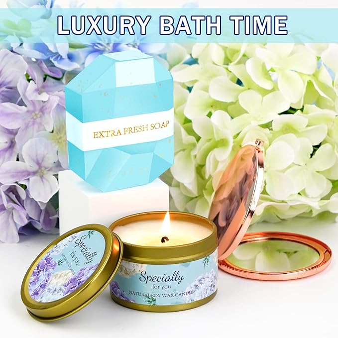 Birthday Gifts for Women Friendship Self Care Package Gifts for Women Get Well Soon Gift Baskets Relaxing Blanket Gifts Box for Sister Mom Wife Friend Her Fantasy Box (Blue)