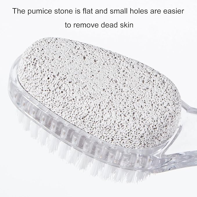 2 Pcs Foot Pumice Stone Brush Calluses Remover, Large Foot Scrubber Foot File with Handle 2 in 1 Suitable for Horniness Foot Spa, Foot Care Smooth Skin (Transparent)
