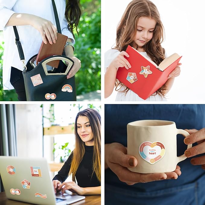 Libima 72 Pieces Anxiety Sensory Stickers Textured Stickers Fidget Mindfulness Sticker School Counselor Supplies Adult Sensory Items Anxiety Relief, 9 Styles(Groovy Color)