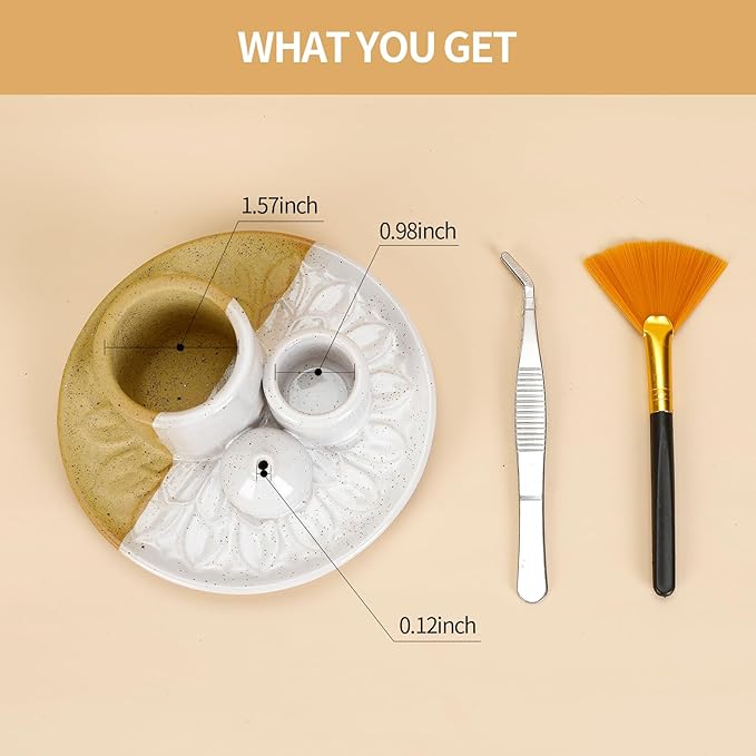 Palo Santo Sticks Holder, Multi-Purpose Handmade Ceramic Incense Burner for Palo Santo Incense Sticks, Sage Holder for Burning, Ash Catcher Tray for Meditation Yoga Room (Terracotta)