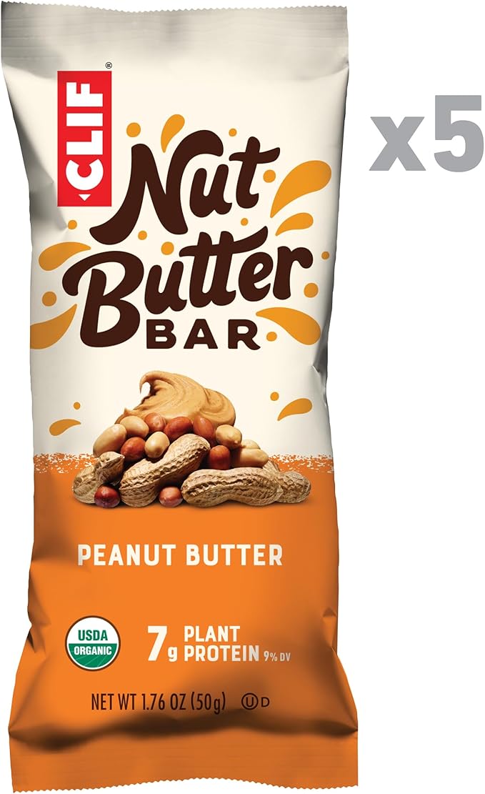 CLIF Nut Butter Bar - Peanut Butter - Filled Energy Bars - Non-GMO - USDA Organic - Plant-Based - Low Glycemic - 1.76 oz. (5 Pack)