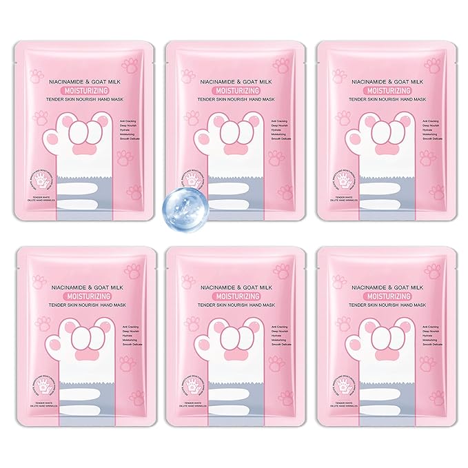 6 Pairs Hand Mask for Dry Cracked Hands,Nourishing Moisturizing Gloves,Hands Moisturizer for Deep Moisturizing,Silky Smooth Moisturizing Gloves,Hand Care Mask Set(D)