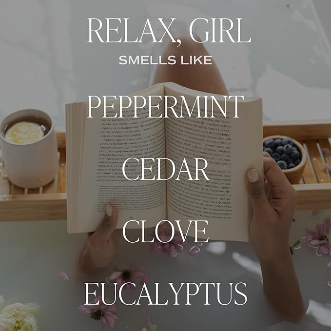 Sweet Water Decor Relax Girl, Peppermint, Cedar, Clove, and Eucalyptus Scented Soy Wax Candle for Home | 9oz Clear Jar, 40 Hour Burn Time, Non Toxic, Made in The USA