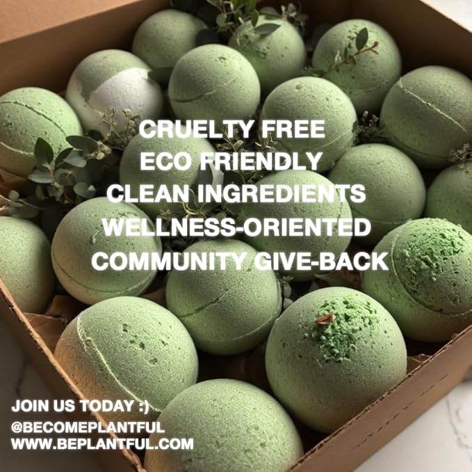 Plantful™ Organic Handmade Bath Bombs for Women, 12 Gift Sets, Large, Shea Butter Moisturizing, Essential Oils, Bubble Bath for Kids, Perfect Gifts for Women Men, Safe Bath Bombs for Kids