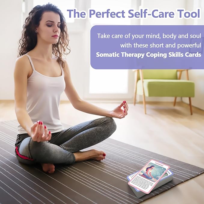 Somatic Therapy Coping Skill Cards for Nervous System Regulation, 50 Somatic Psychotherapy Exercises Cards for Trauma Healing, Emotional Regulation Self Care Anxiety Stress Relief Cards