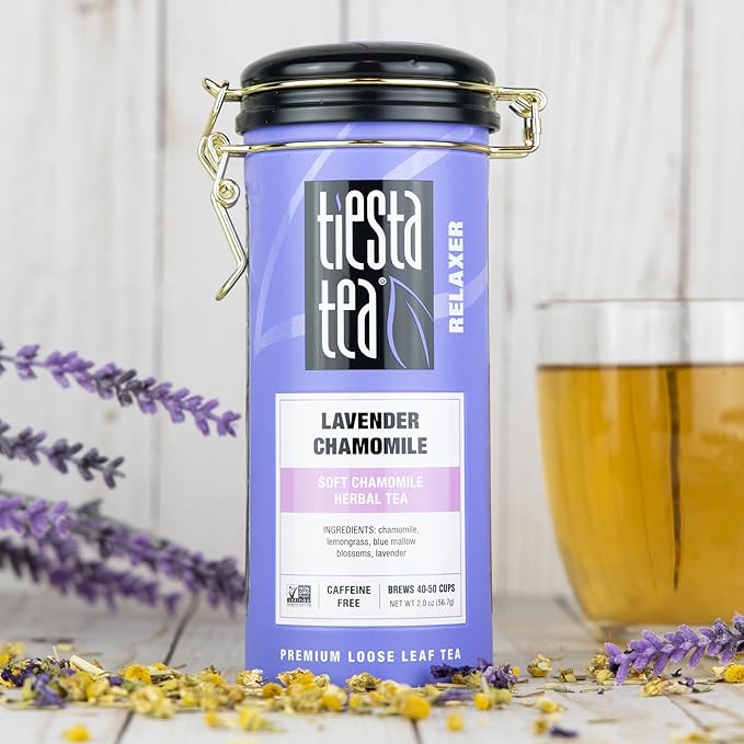 Tiesta Tea - Lavender Chamomile Herbal Tea, Loose Leaf, Calming Blend with Chamomile, Lavender, Lemongrass, Caffeine-Free Herbal, Great for Hot or Iced Brews, Refillable Tin, 50 Cups, 2 Ounce