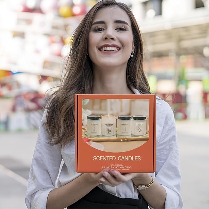 Candles Clearance, 4 Pack Candles for Home Scented, Stress Relief Gifts for Women, 28 oz Lavender Candle Gifts Set for Women Birthday, Valentine's Day, Mother's Day, Anniversary Candle Gift