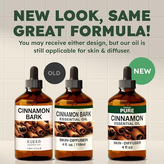 KUKKA Cinnamon Essential Oils - 4 Fl Oz - for Hair, Skin, Diffuser, Aromatherapy & DIY Soap Making Scent