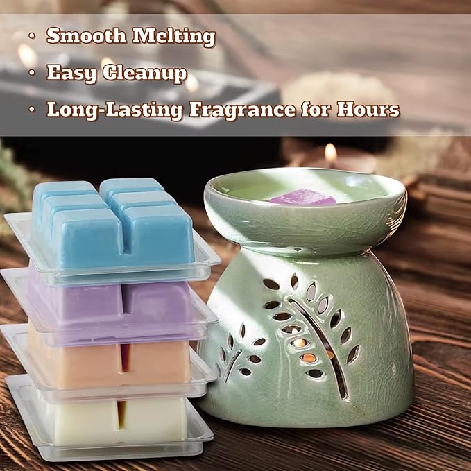 Soy Wax Melts Wax Cubes Strong Scent Wax Melts Variety Fragrance Melts for Vanilla, Lavender, Apple Cinnamon, Citrus, Ocean Breeze, Caramel, Sandalwood, Pumpkin Spice Spa Yoga Relaxing Bath