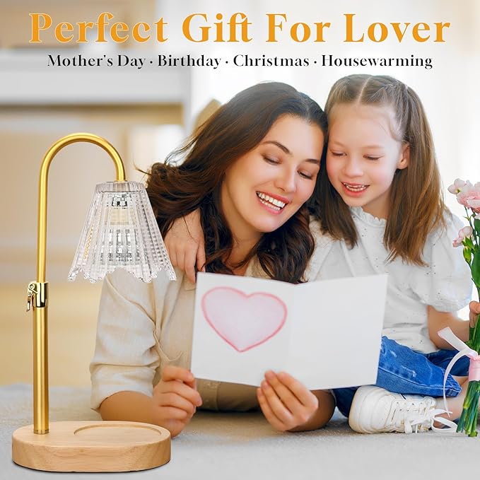Candle Warmer Lamp with Timer, Dimmable Candle Lamp Adjustable Height, Birthday Gifts for Mom Women, House Warming Gifts New Home Decor