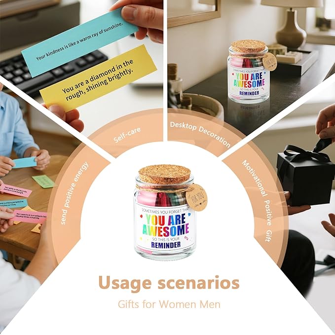 You are Awesome Jar-Motivational Positive Affirmation Cards,Self Care Thoughtful Encouragement Inspirational Gifts for Women Men Teen Girls Daughter Son Friends Coworker,Thank You Appreciation Gifts