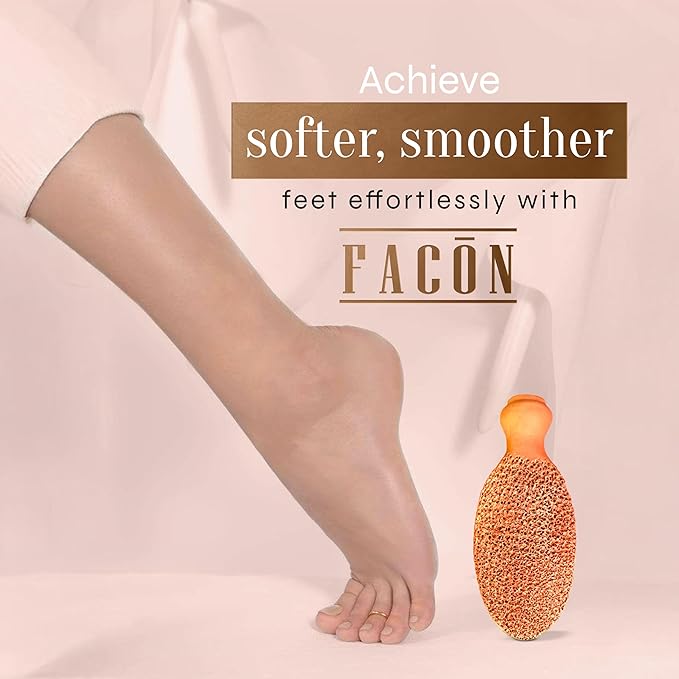 Facón Pumice Stone for Feet Callus Remover - Terra-Cotta Foot Scrubber with 2 Sides, 100% Pure Natural Foot Pumice Stone, Pedicure Pumice Stone Scrubber, Foot Exfoliator, Removes Calluses & Dead Skin