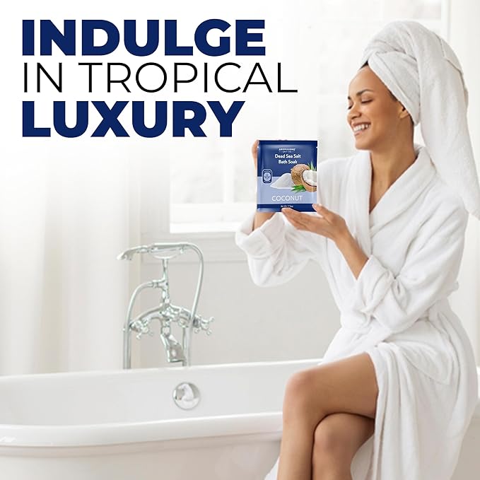 Aromasong Pure Dead Sea Salt 100% Natural Coconut Essential Oil – 2.5 oz. Spa Bath Salt Fine Grain- Christmas Stocking Stuffers for Adults, Kids, Women, and Mens soak Stocking Stuffers for Adults