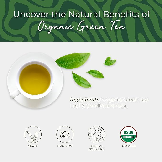 Starwest Botanicals Organic Green Tea - Caffeinated Herbal Tea, Contains Caffeine, Tea with Antioxidant Properties, USDA Organic Green Tea Leaf, Non GMO - 20 Tea Bags