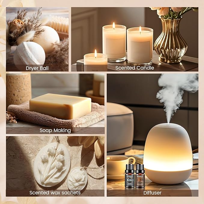 Hotel Diffuser Oils Gift Set - 6x10ML Luxury Hotel Scent Essential Oils Set for Diffuser, Candle Making - Fragrance Oil, My Route, Ember, Dream State, Serene Coast, Midnight Velvet, Golden Bloom