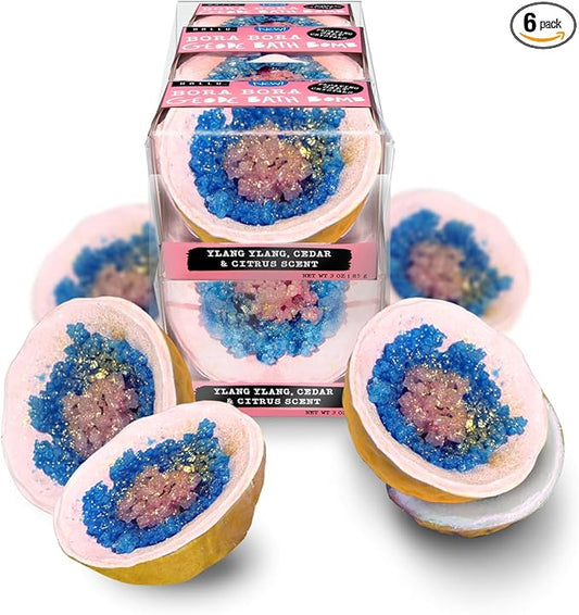 Hallu Bora Bora Geode Bath Bomb, Pack of 6.