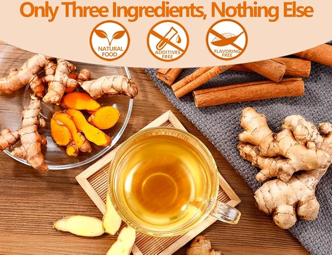 120 Premium Turmeric, Ginger, Cinnamon Blend Tea Bags, 100% Natural & No Additives & Caffeine Free.