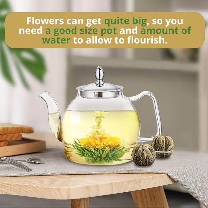 10 Assorted Blooming Flower Tea Balls Gift Set| Handmade Herbal Flowering Tea Balls Variety Individual Packing| Blooming Green Teas with Flowers for Teas Lovers, Anniversary, Valentine, Birthday (Star & Moon Bag)