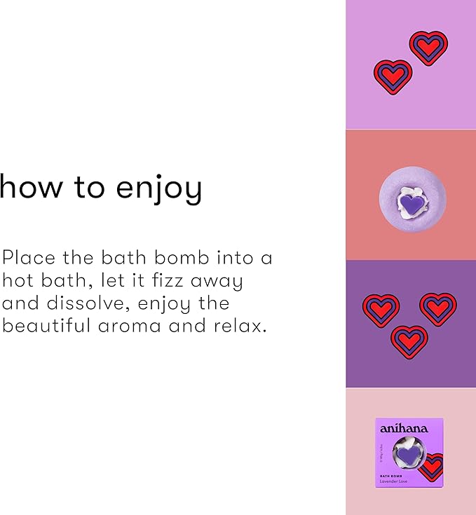 ANIHANA Bath Bomb with Coconut Oil, Paraben Free, Hand-Crafted Luxury Fizzers, Refreshing Lavender Love Scent, 6.3 oz