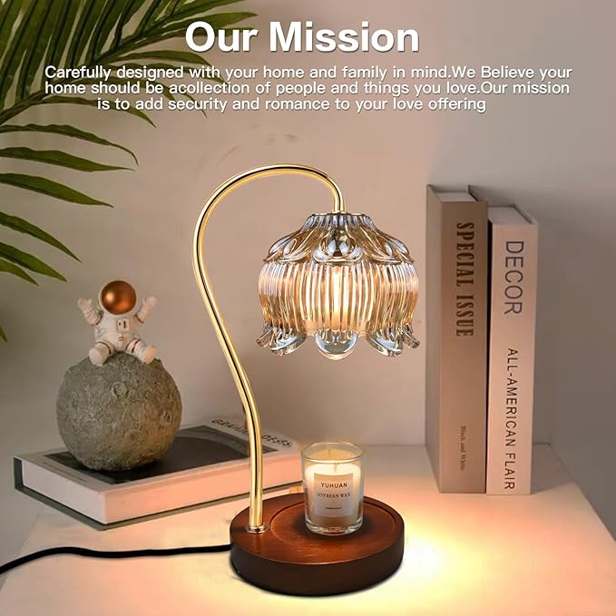Dimmable Flower Candle Warmer Lamp, Gold Candle Warmer with Timer & 4Bulbs, Womens Gifts for Christmas Birthday, Unique Home Decor for Bedroom Living Room Decor Aesthetic