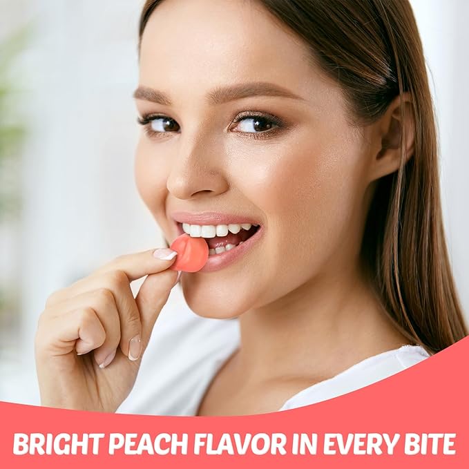 AMOS Peelerz Peach Gummy Candy, Peelable Fruit-Shaped Candy, 10 Snack Packs in Box, Chewy Peach Flavor Treat for Kids and Adults, 240g Box (8.47oz)