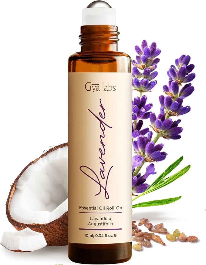 Gya Labs Lavender Essential Oil Roll On - 0.34 Fl Oz - Travel Size Roller for Camping, Skin, Aromatherapy Relief, Convenience