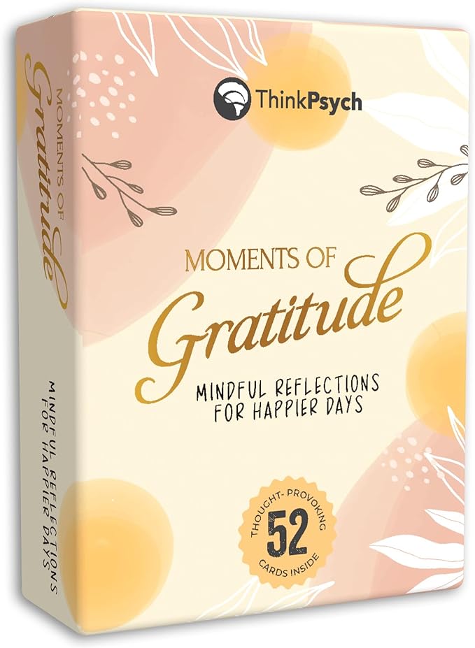 ThinkPsych Moments of Gratitude Cards | 52 Daily Questions for Mindfulness & Self-Reflection | Positive Psychology Self-Care Deck | Uplifting Gift for Teens & Adults | Gratitude Journal Ideas
