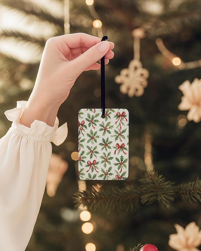 Red and Green Christmas Berry Car Air Freshener 4 Pcs, Red Bow Holly Matchbox Village Xmas Tree Hanging Air Freshener for Cars Closet Drawer Books, Girly Car Accessories Mirror Decor for Women