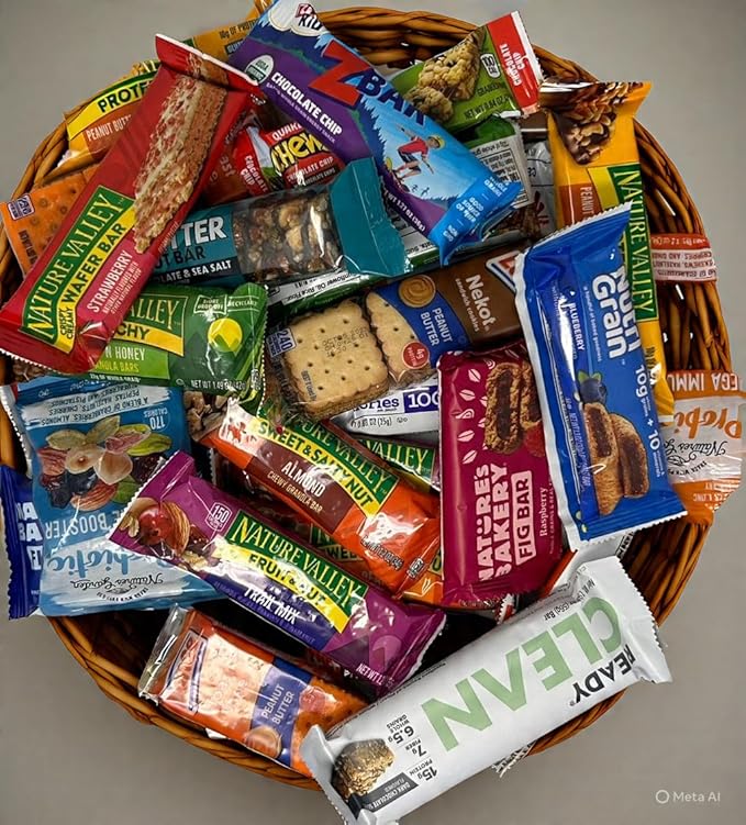 Snack Box Care Package Healthy 30 Count Variety Pack Granola Bars, Office, Travel, Bulk Snack Box, Granola & Nutrition Bars, College, Military, Work, individually wrapped Variety Pack for gifts, breakroom - THS.