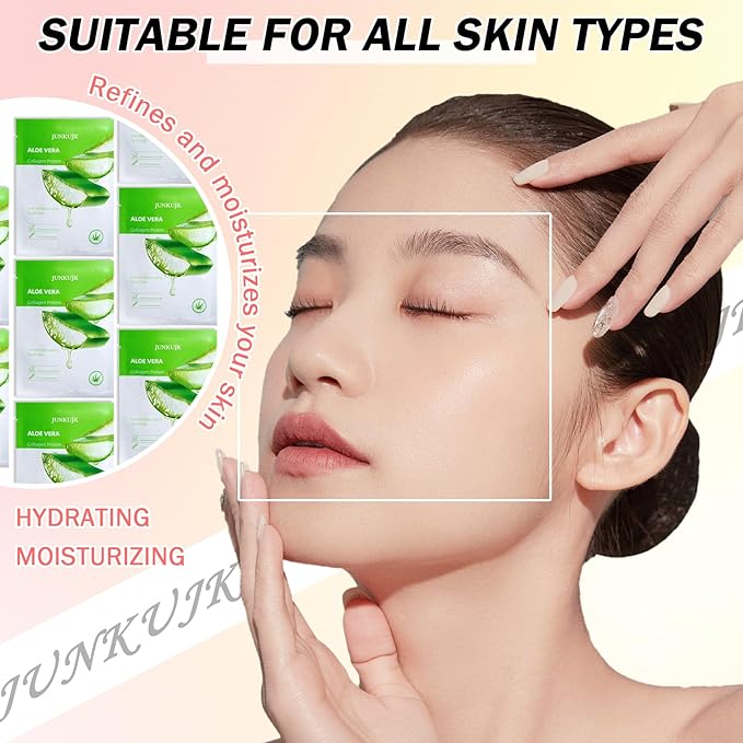 10PCS Aloe Vera Hydrating Facial Sheet Mask,Moisturizing Face Masks Skincare Gift Set,Brighten Long Lasting Face Mask Skin Care & Facial Mask Kit for All Skin Types