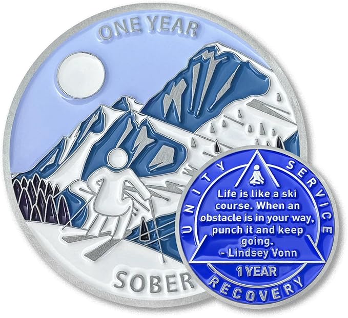 1 Year Sobriety Coin Sobriety Chips AA Chip AA Coins Sober Token Recovery Medallion NA Chips NA Coins from 1 to 12 Months Plastic case Included-Baking Paint Process
