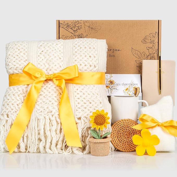 Birthday Gifts for Women, Self Care Get Well Soon Gift Basket for Women, Sending Sunshine Sunflower Thinking of You Care Package for Her, Friendship, Mom, Sister, Best Friend, Wife, Coworker